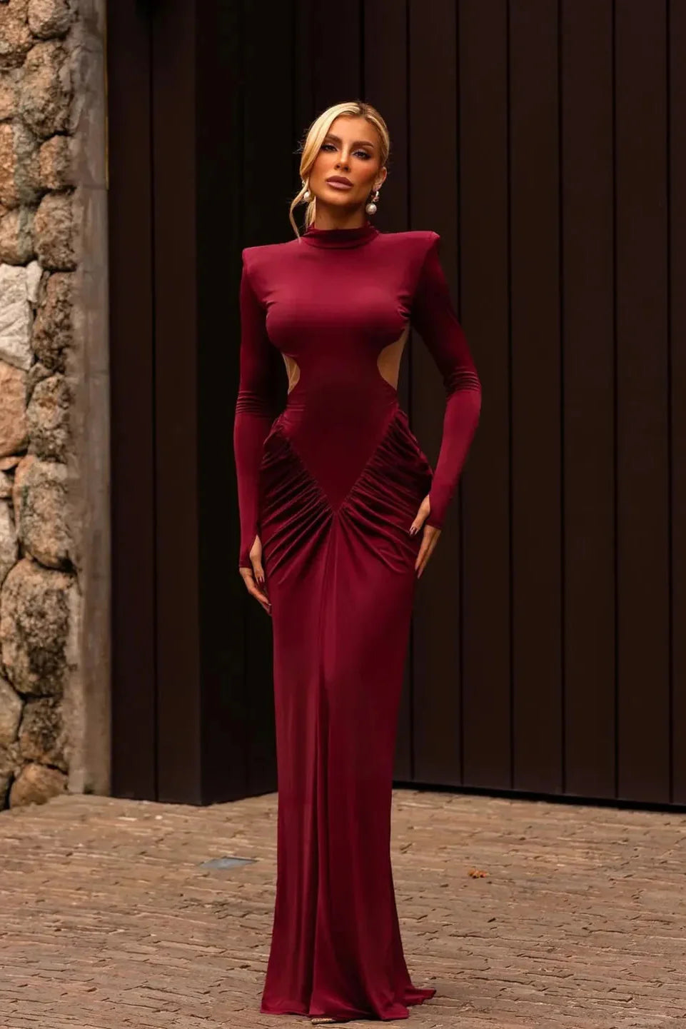 Evane Burgundy Maxi Dress