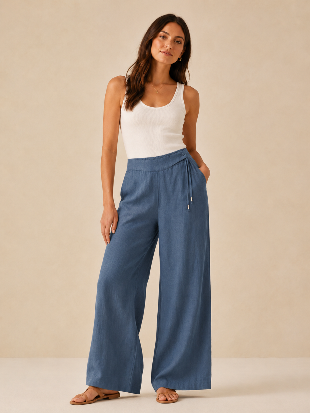 High-Waist Wide Linen Pants