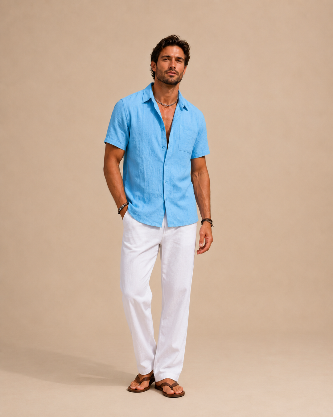 Relaxed Short-Sleeve Linen Shirt