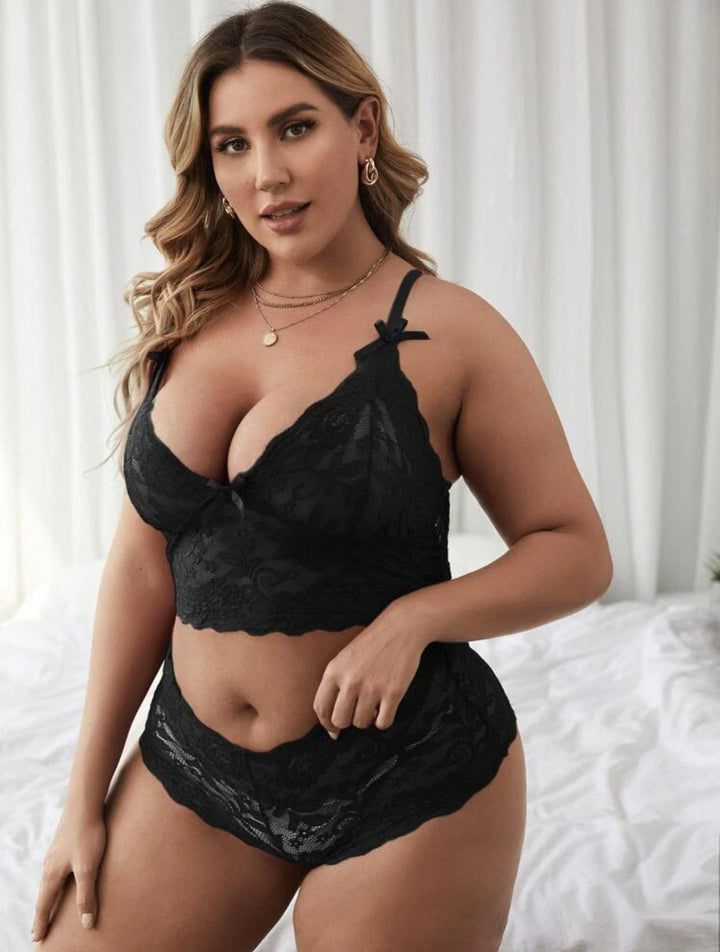 Conjunto curvy de lencería de encaje floral