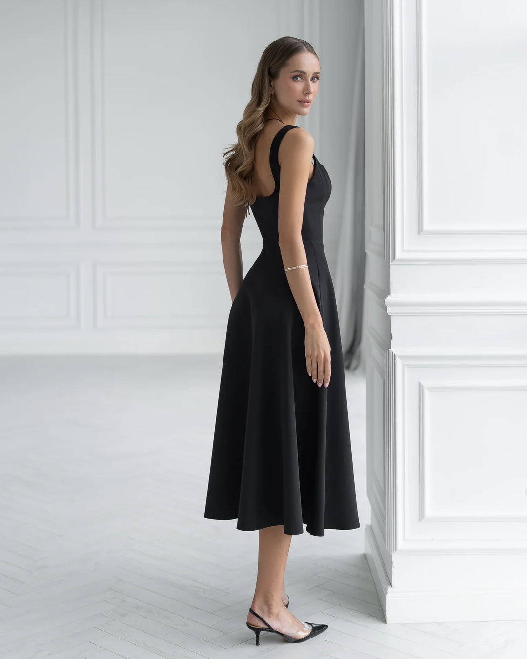 Eloise Black Midi Dress