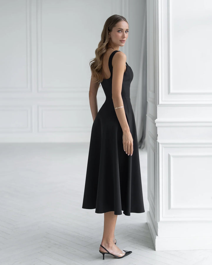 Eloise Black Midi Dress