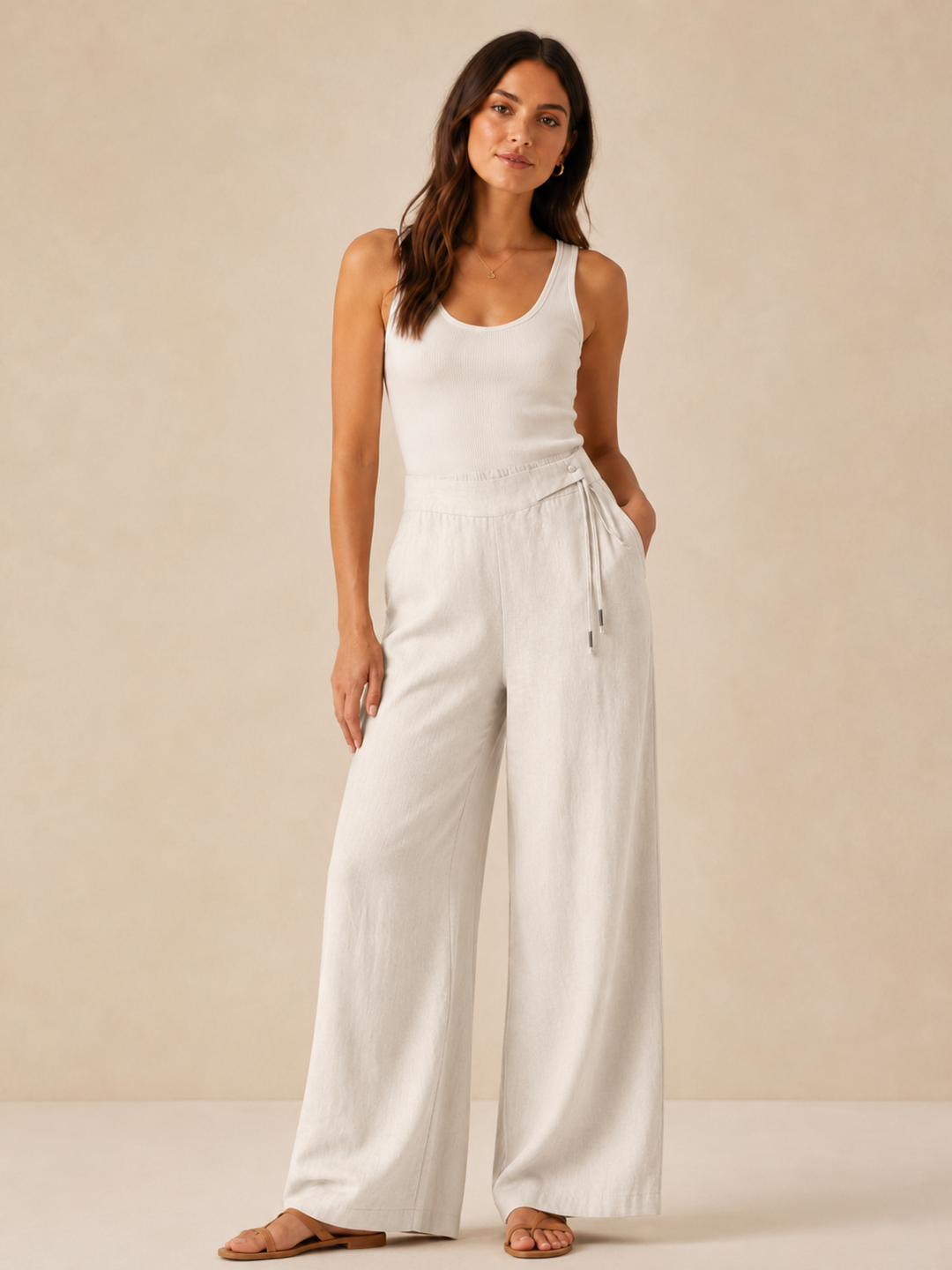 High-Waist Wide Linen Pants