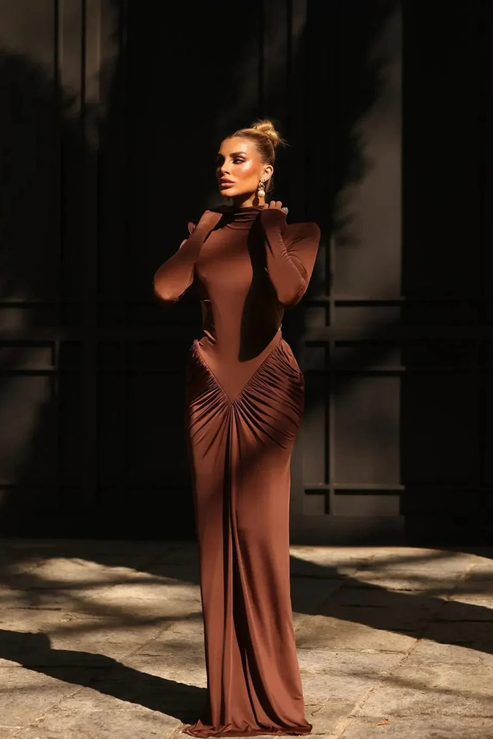 Evane Brown Maxi Dress