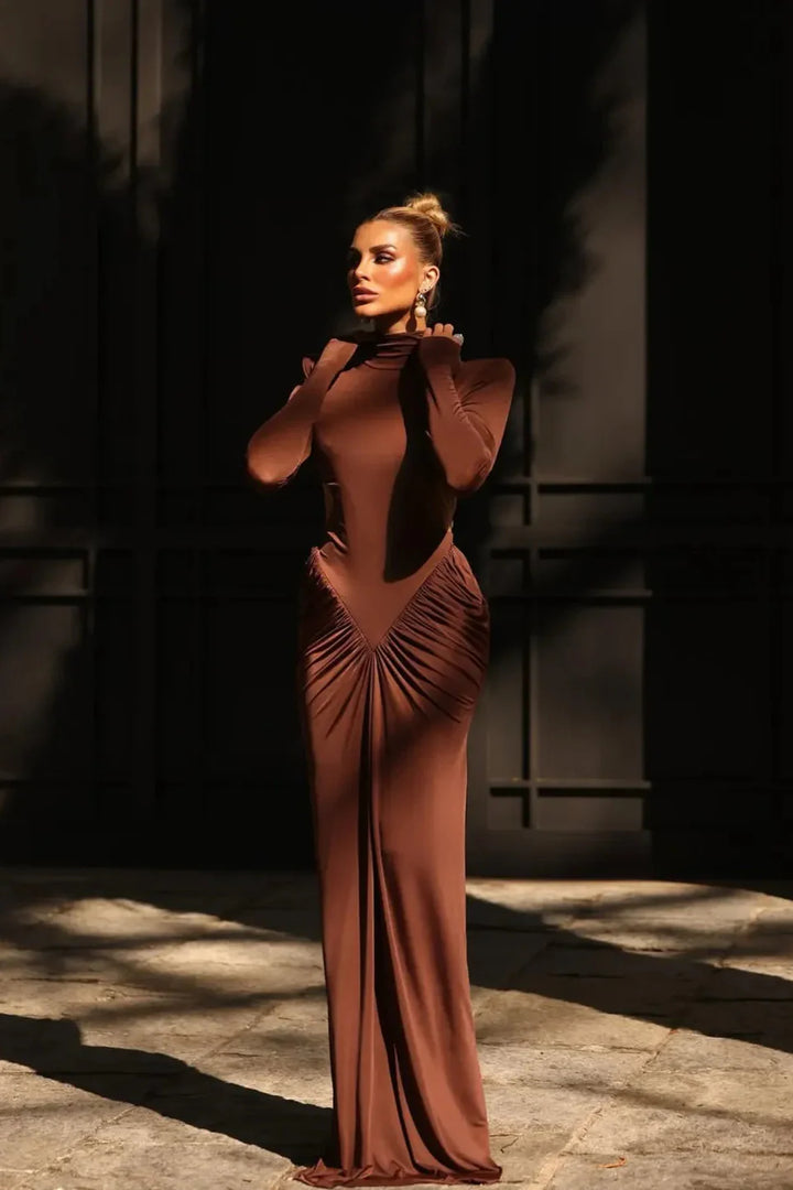 Evane Brown Maxi Dress