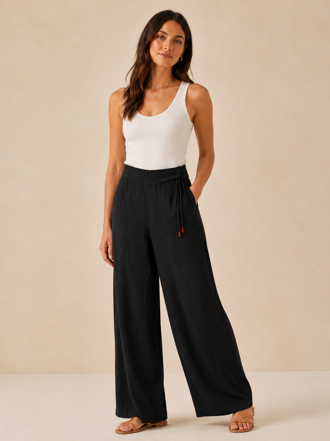 High-Waist Wide Linen Pants