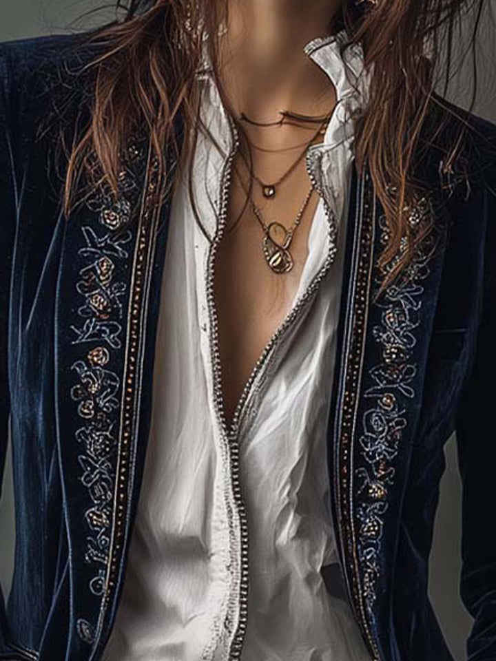 Athénaïs | Chaqueta Larga Bordada