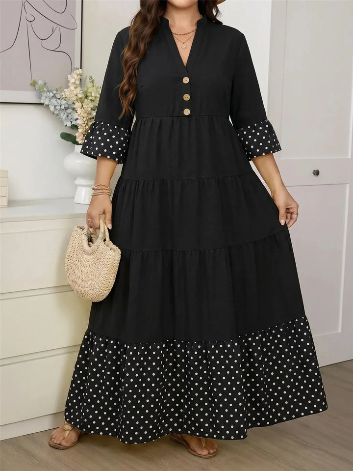 Susana | Vestido Curvy de Lunares con Botones