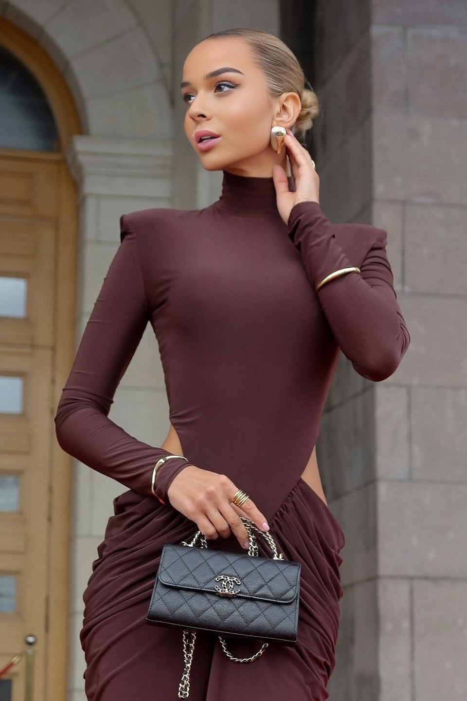 Evane Brown Maxi Dress