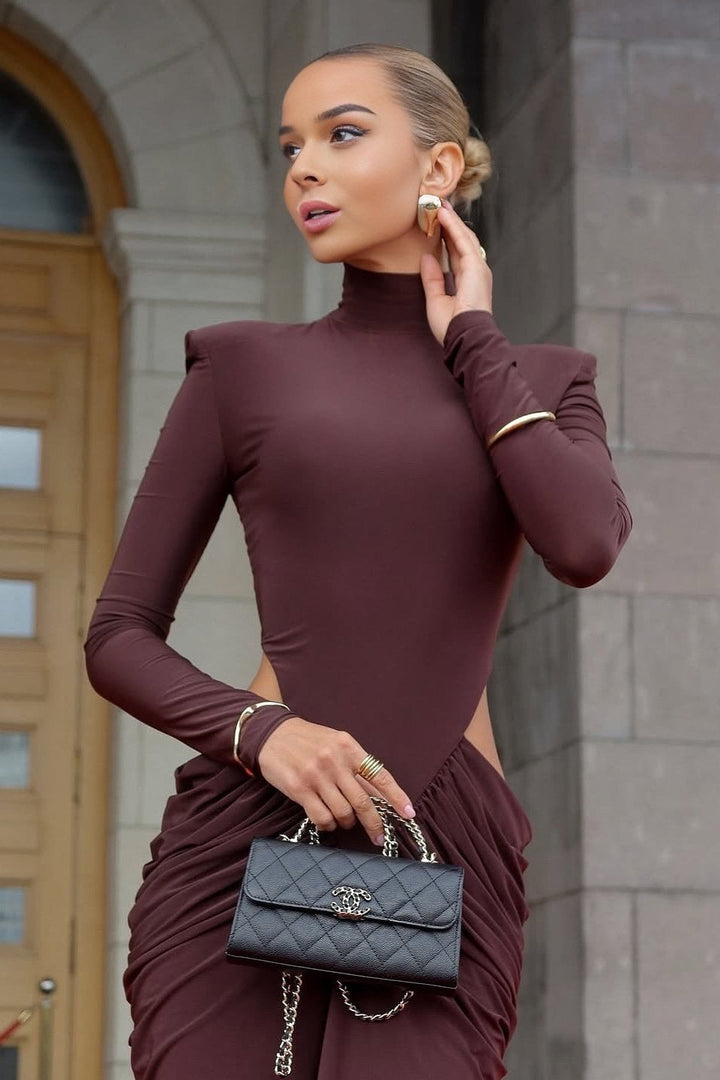 Evane Brown Maxi Dress