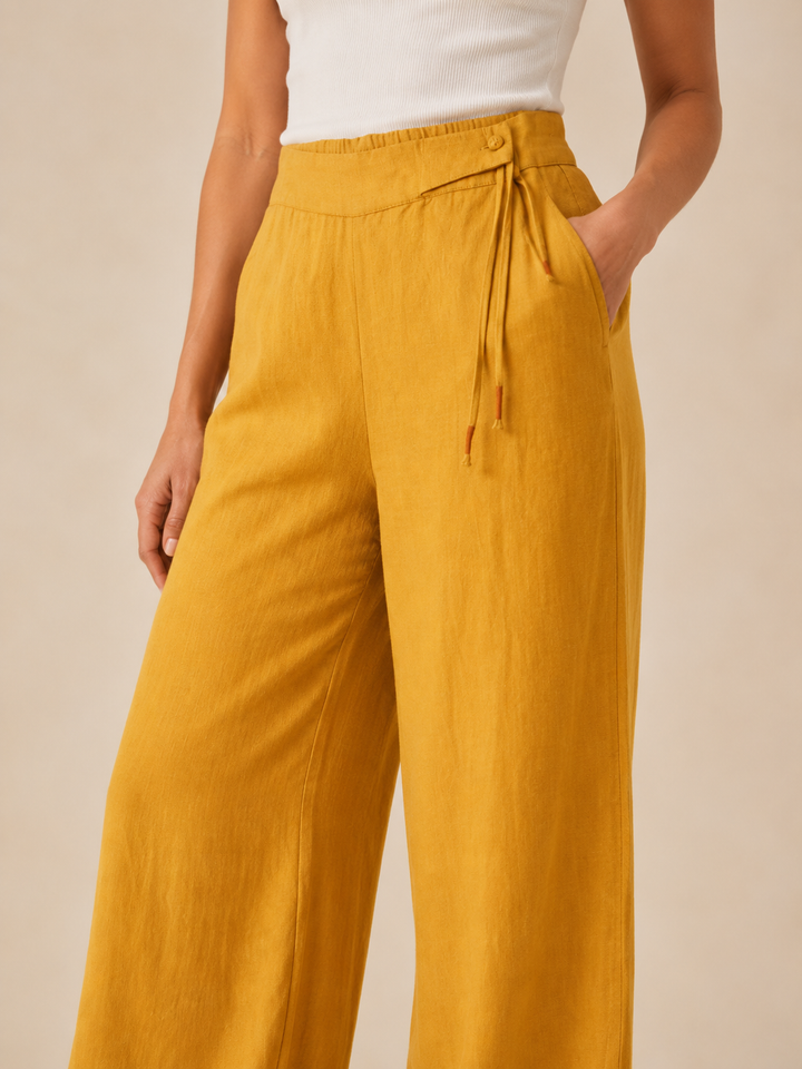 High-Waist Wide Linen Pants