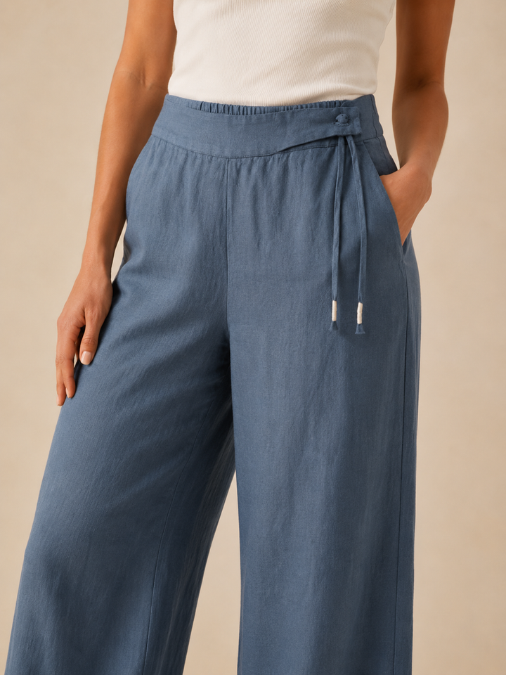 High-Waist Wide Linen Pants