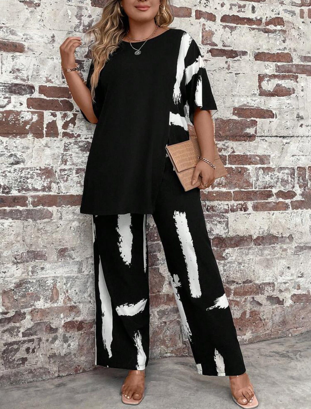 Nieves | Conjunto Curvy Estampado de Camiseta y Pantalón