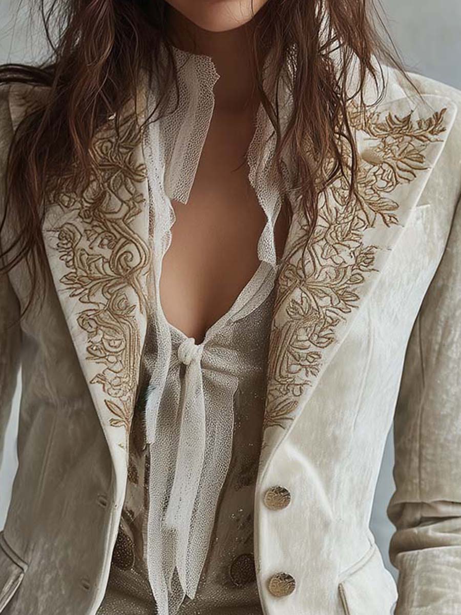 Constance | Blazer Marfil Bordado