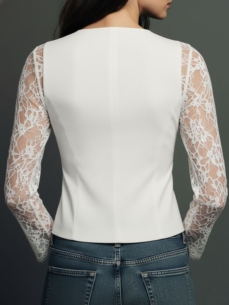 Noémie | Blazer Negro de Mangas Translúcidas