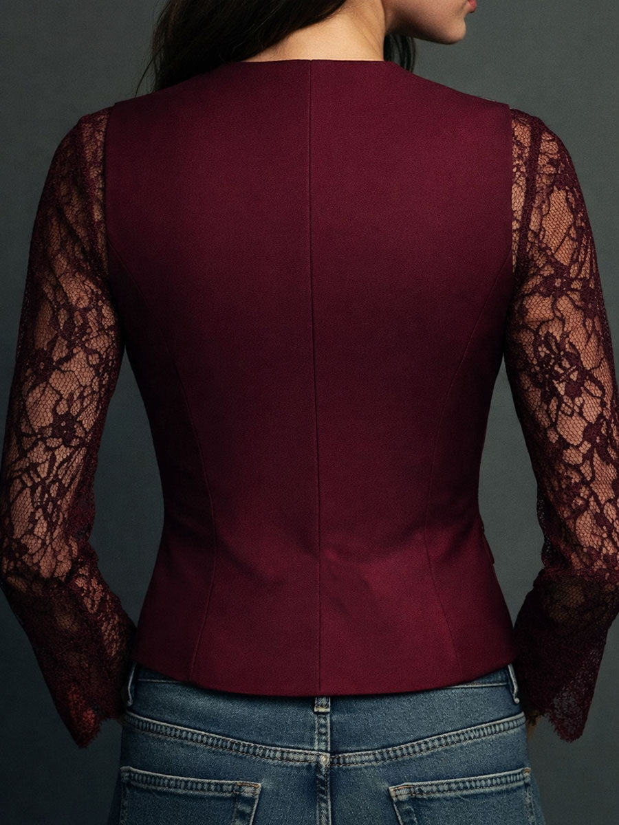 Noémie | Blazer Negro de Mangas Translúcidas