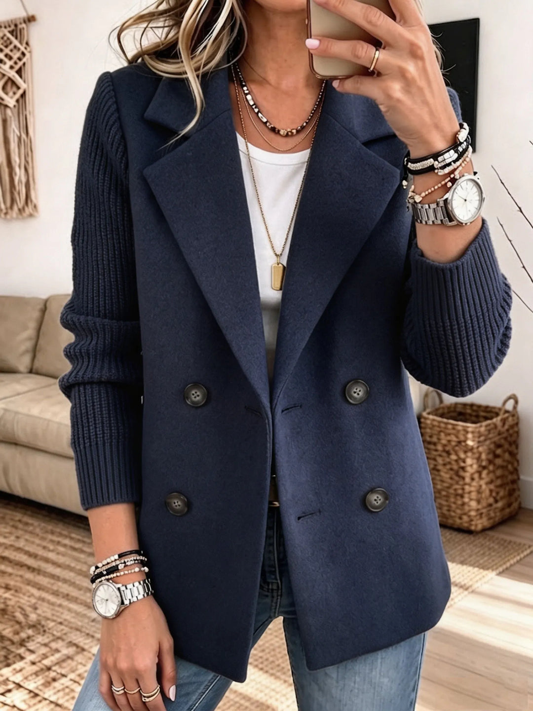 Blazer con Mangas de Punto