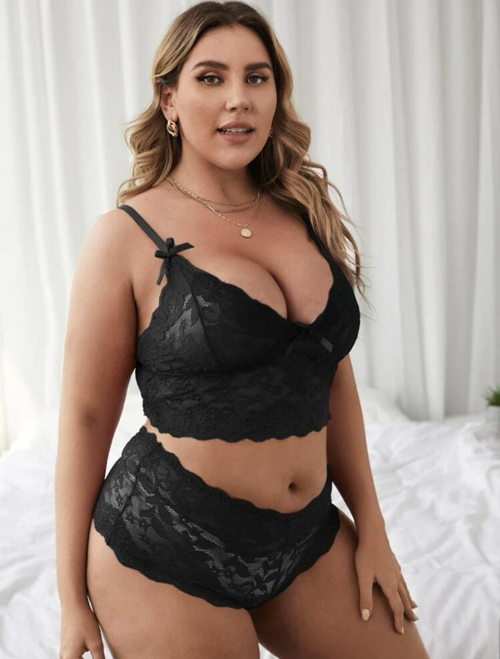 Conjunto curvy de lencería de encaje floral
