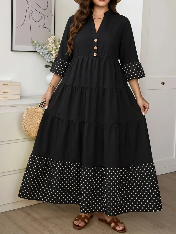 Susana | Vestido Curvy de Lunares con Botones