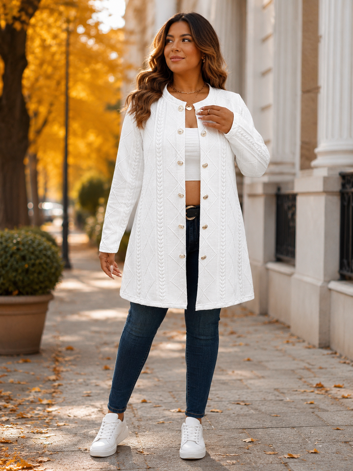 Julia | Cárdigan Curvy de Punto con Botones
