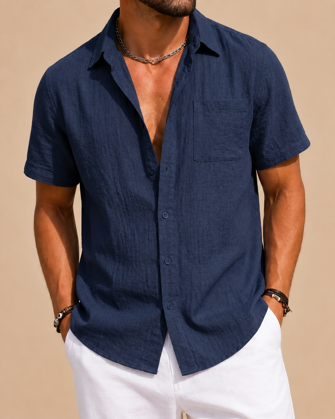Relaxed Short-Sleeve Linen Shirt