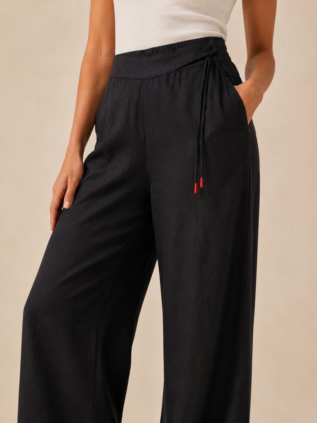High-Waist Wide Linen Pants