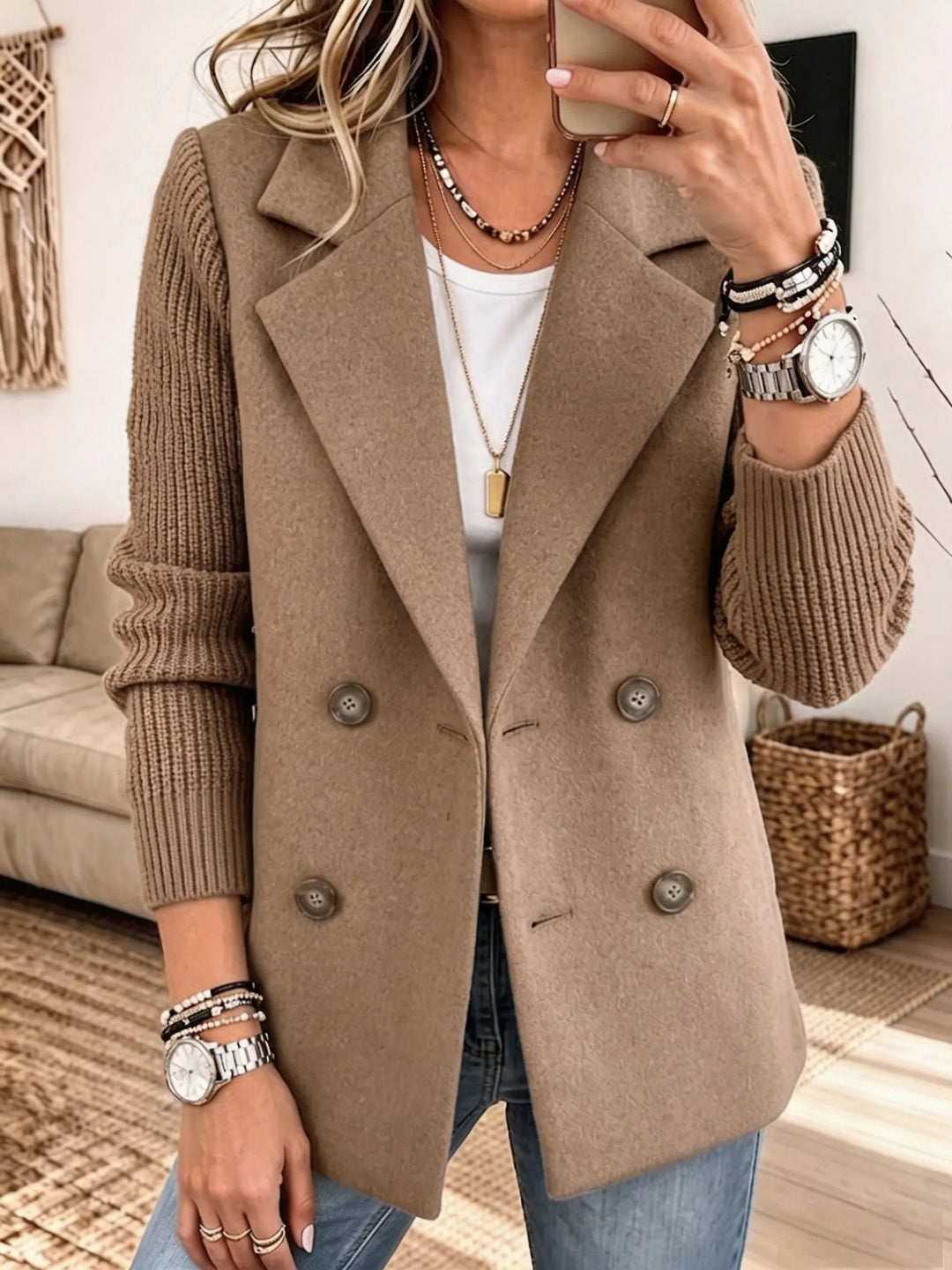 Blazer con Mangas de Punto