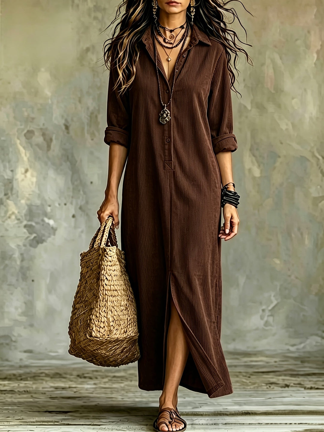 Leonora | Vestido Camisero de Pana