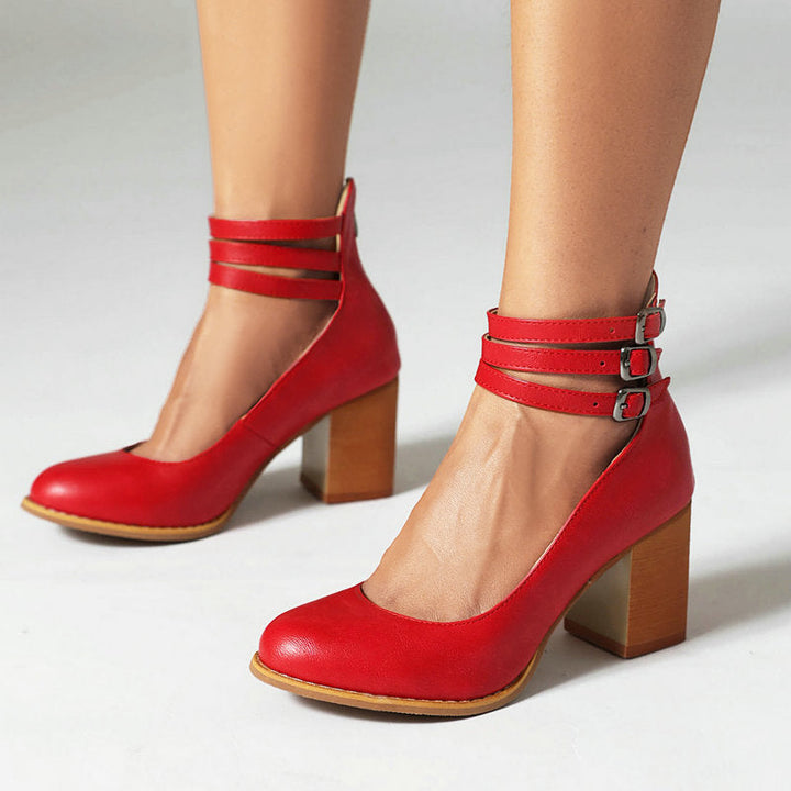 Caa™ | Sandalias minimalistas con tacón grueso y tiras al tobillo para todo el día