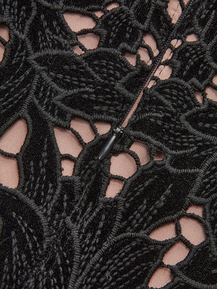 Vestido Jacquard Floral con Tirantes de Moño