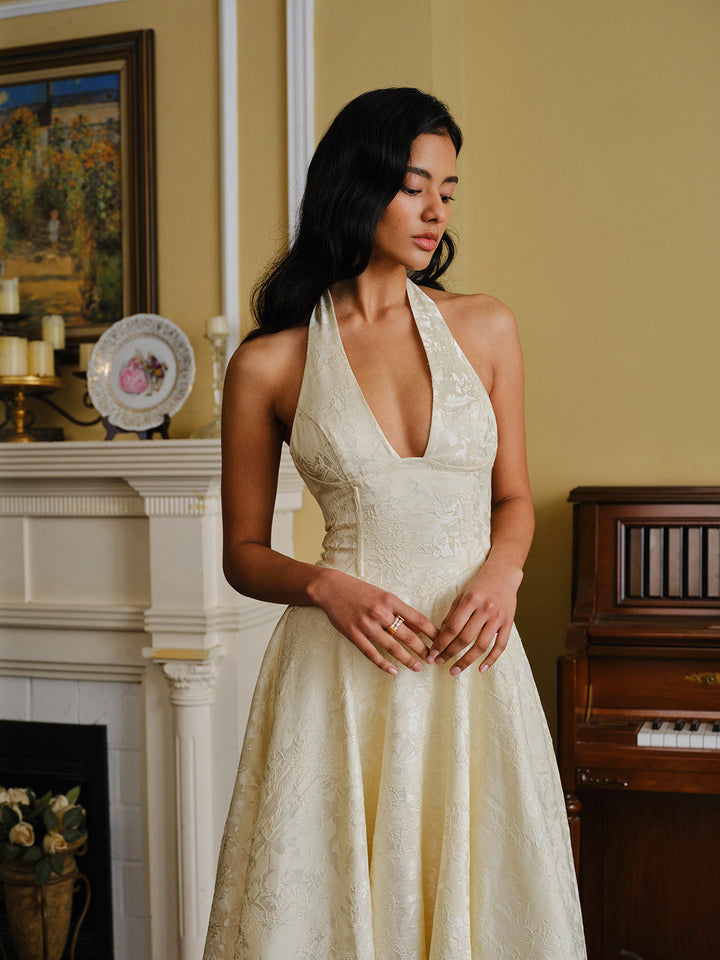 Vestido Vintage Halter con Espalda Ajustable