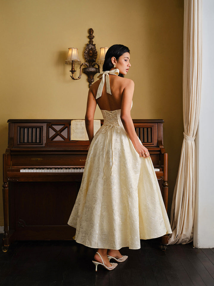 Vestido Vintage Halter con Espalda Ajustable