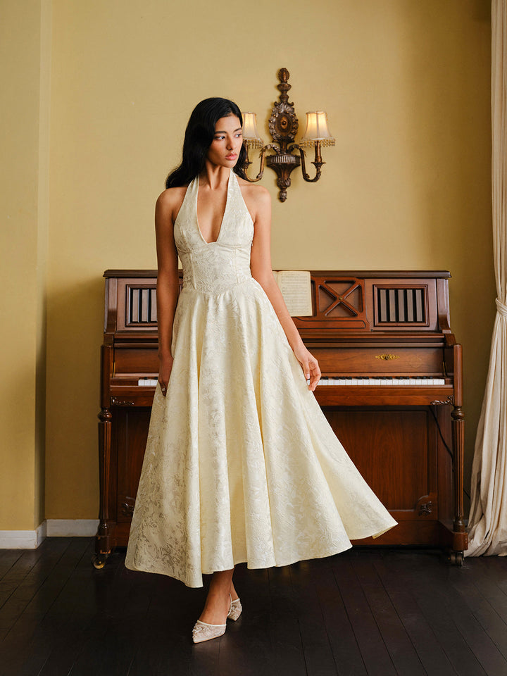 Vestido Vintage Halter con Espalda Ajustable