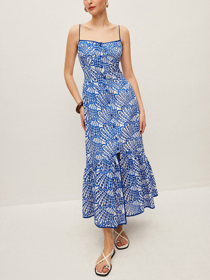 Vestido Bordado de Algodón