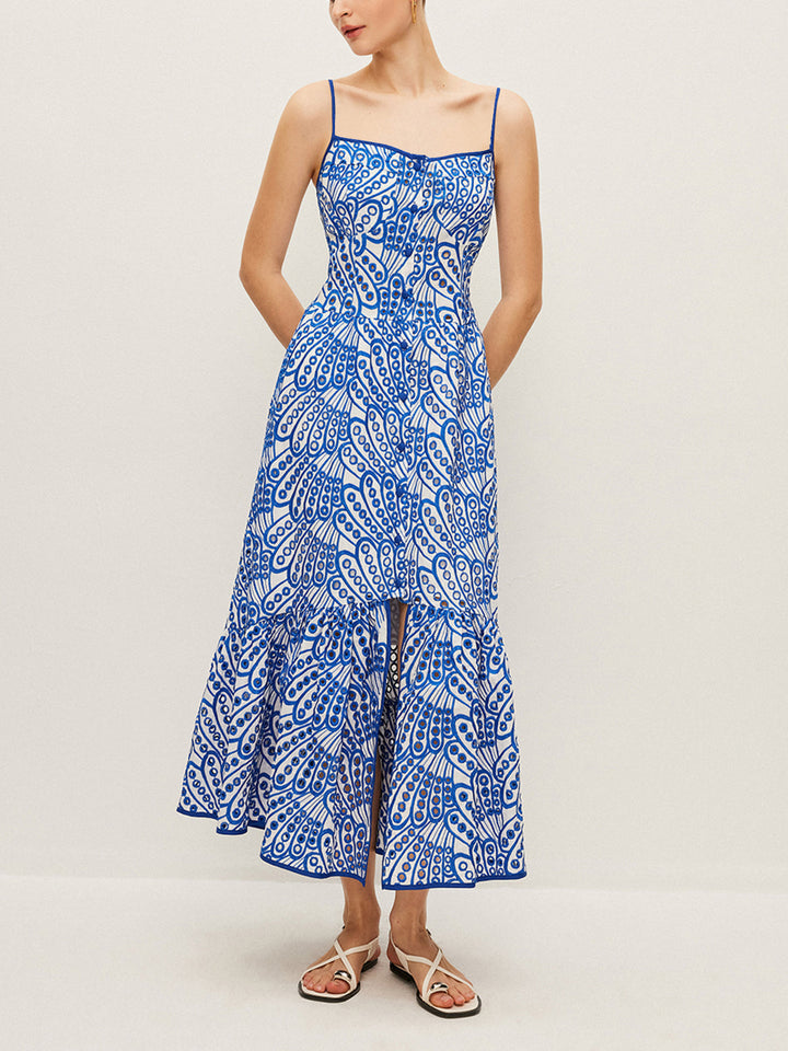 Vestido Bordado de Algodón