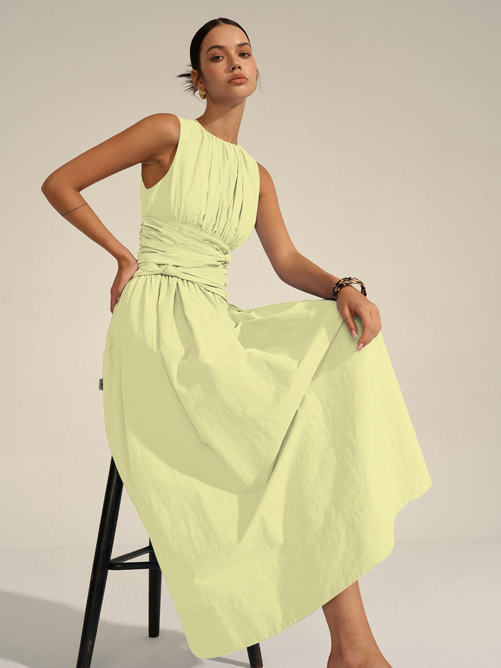 Vestido Largo con Cintura Fruncida