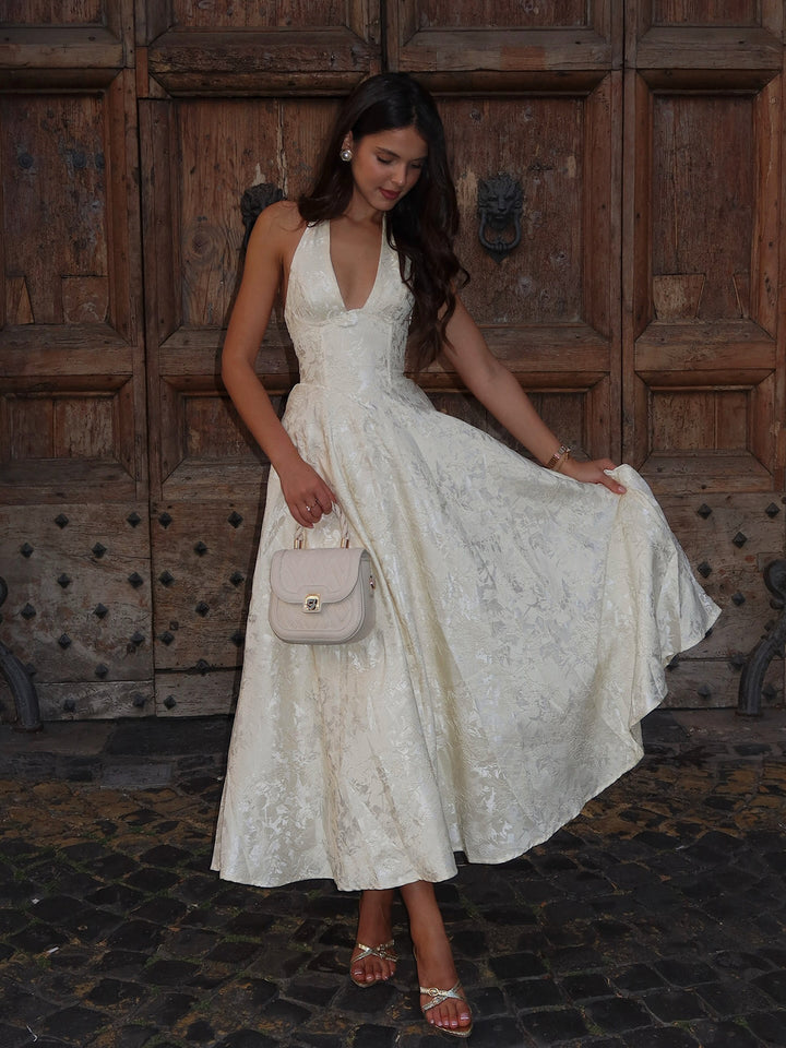 Vestido Vintage Halter con Espalda Ajustable