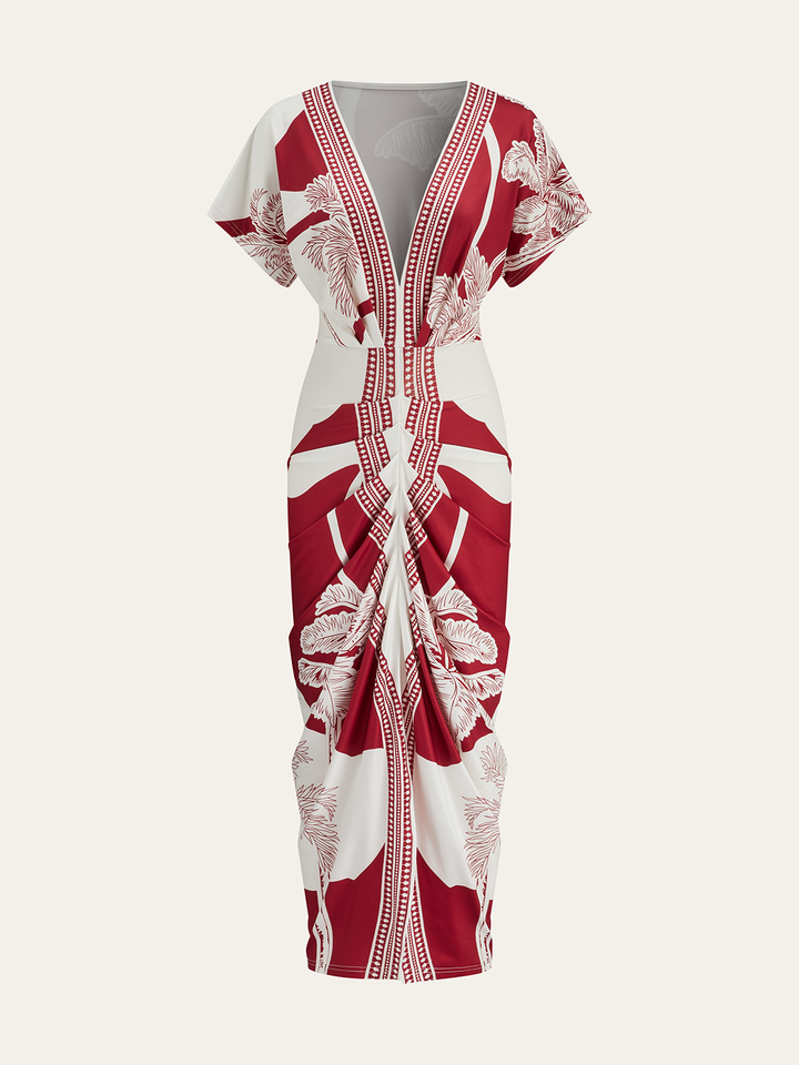 Vestido Midi con Escote en V Profundo