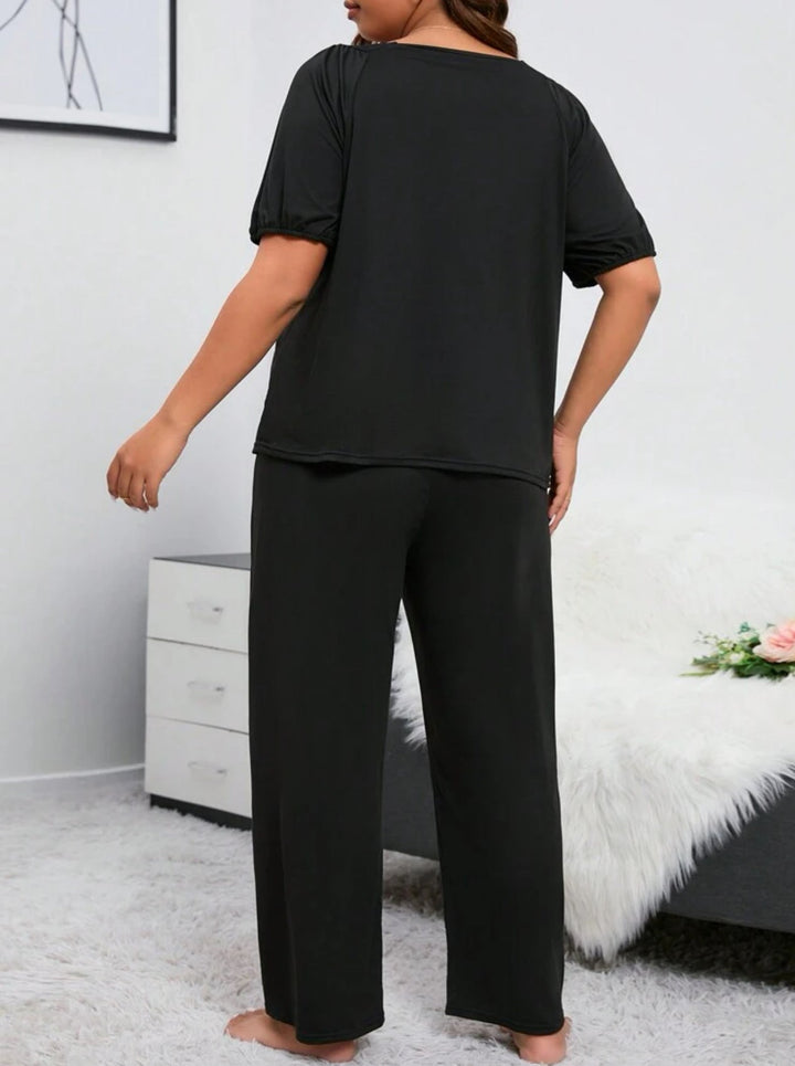 Pijama curvy de encaje con botones delanteros