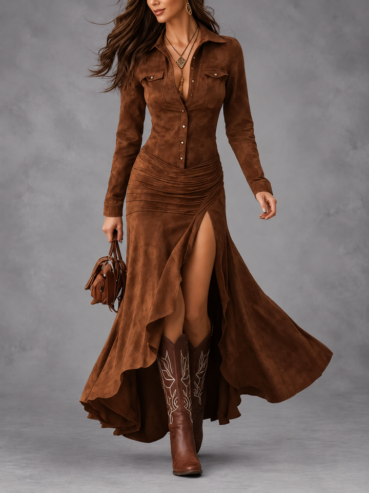 Sara | Vestido Elegante Efecto Ante