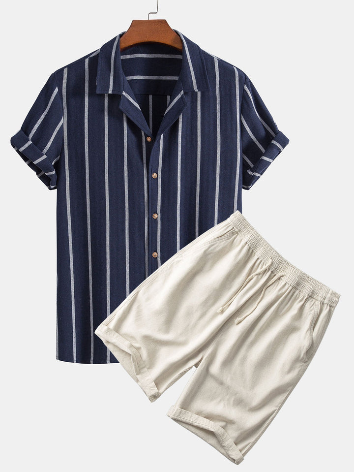 Casual Set - Polyester Blend Shirt And Quick Dry Shorts
