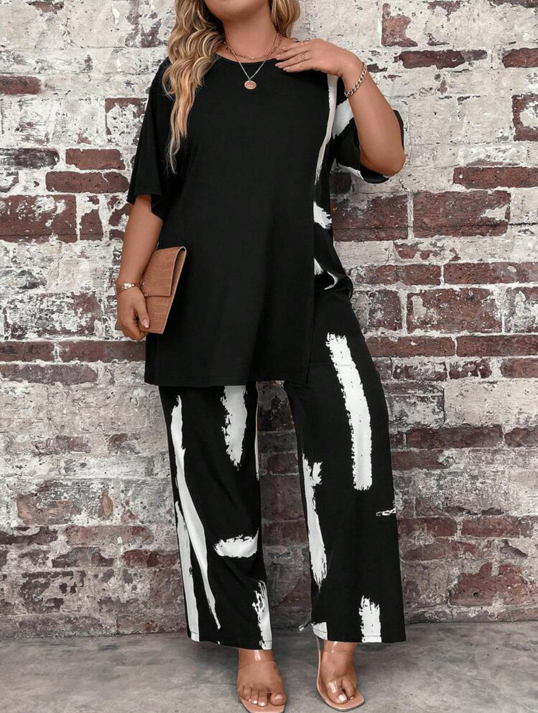 Nieves | Conjunto Curvy Estampado de Camiseta y Pantalón