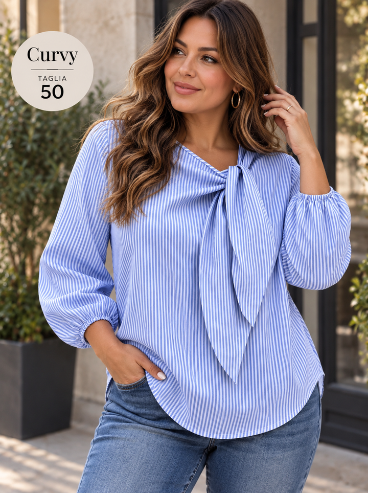Aitana | Camisa Curvy de Rayas y Estampado Tie-Dye