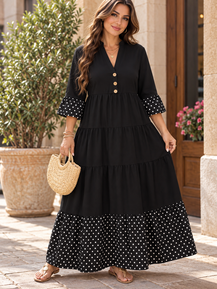 Susana | Vestido Curvy de Lunares con Botones