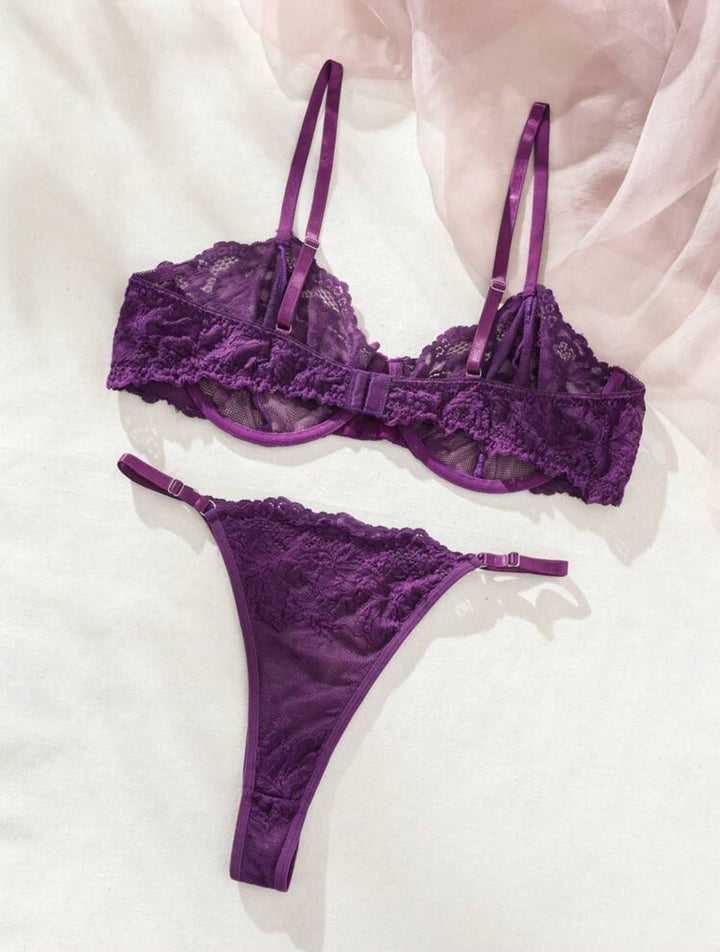 Conjunto de lencería sexy curvy de encaje
