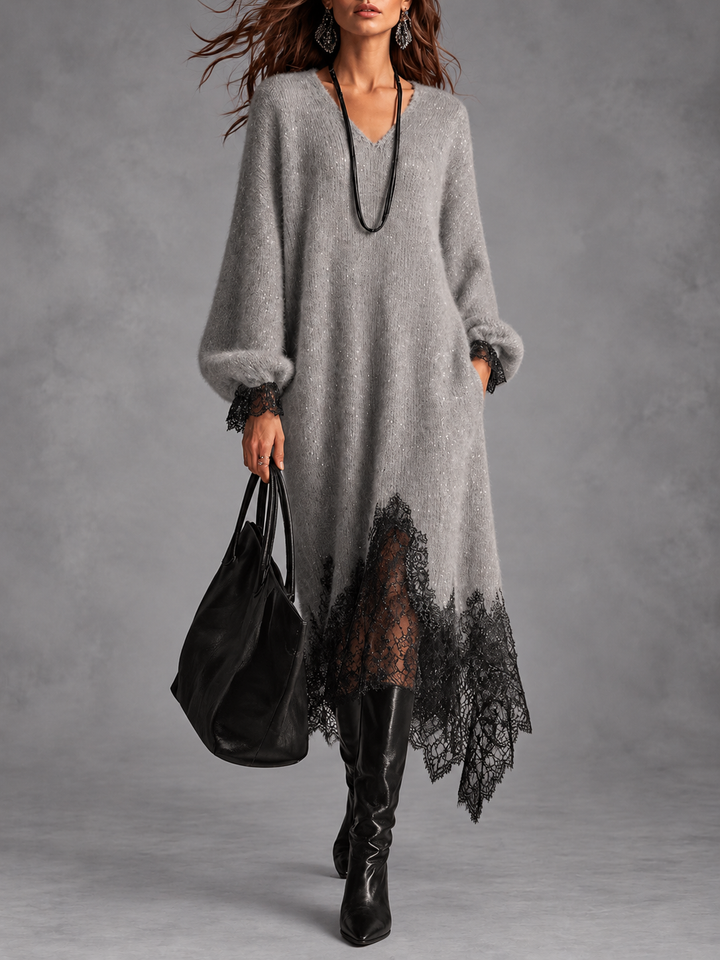 Mireille | Vestido Gris con Brillos