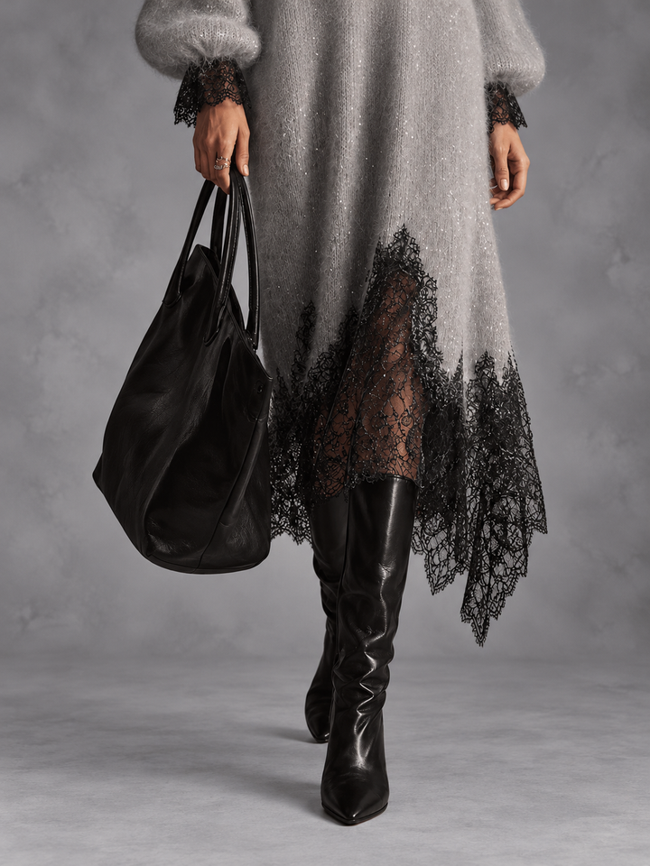 Mireille | Vestido Gris con Brillos