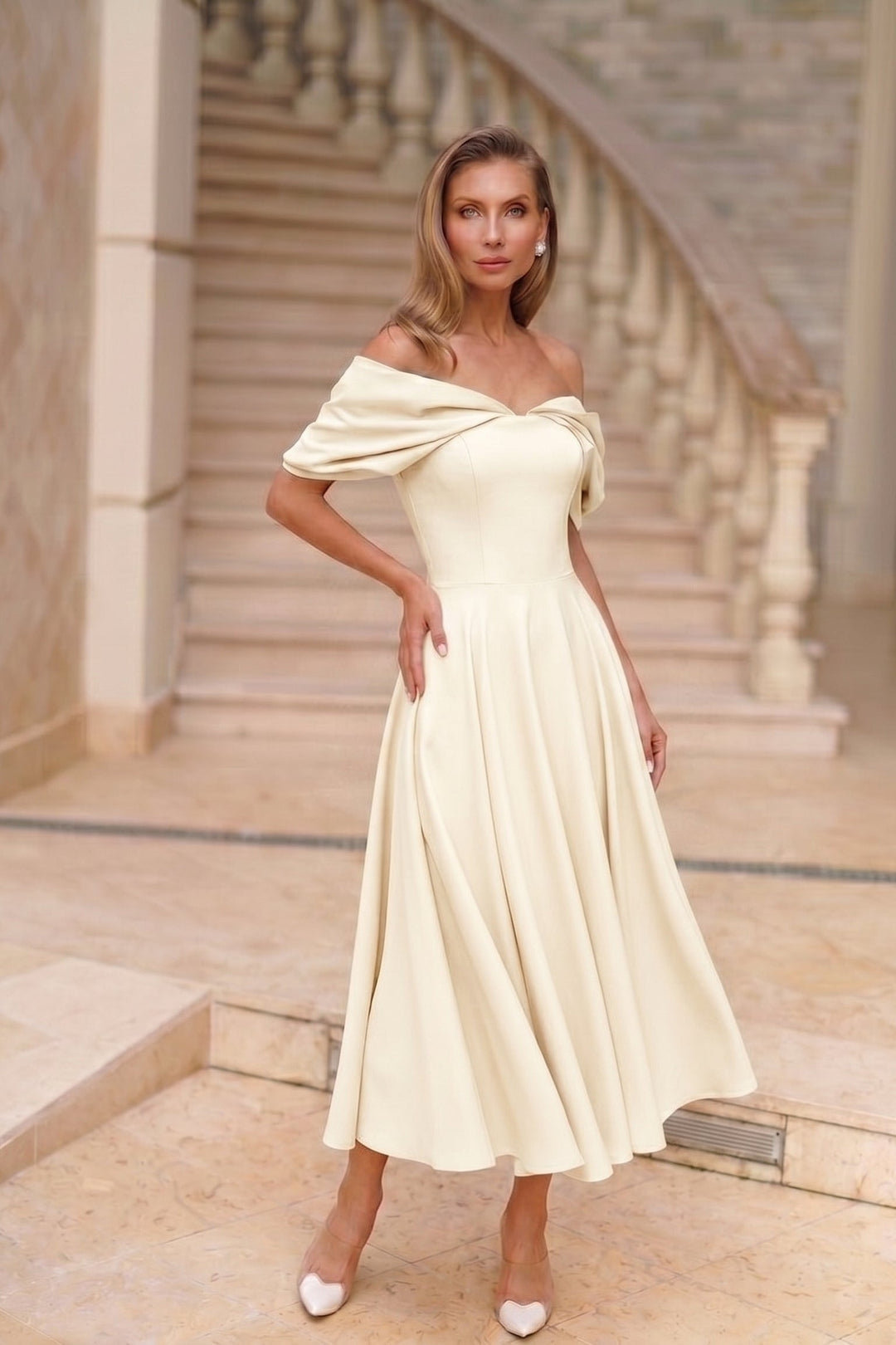 Positano Ecru Midi Dress
