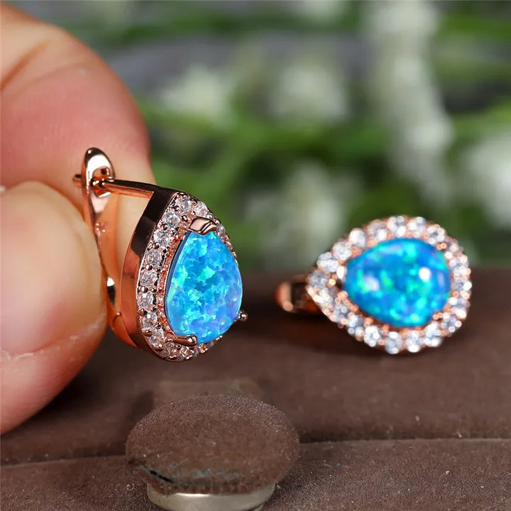 Celestia Opal-Look Clip Earrings close-up detail