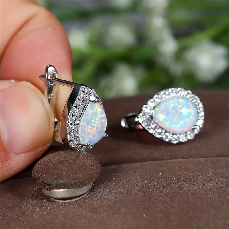 Celestia Opal-Look Clip Earrings